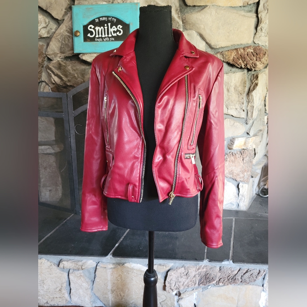House Of London CB Leather Moto Jacket Woman Size Small